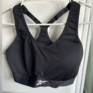 Reebok Women's Black Sports Bra with White Logo